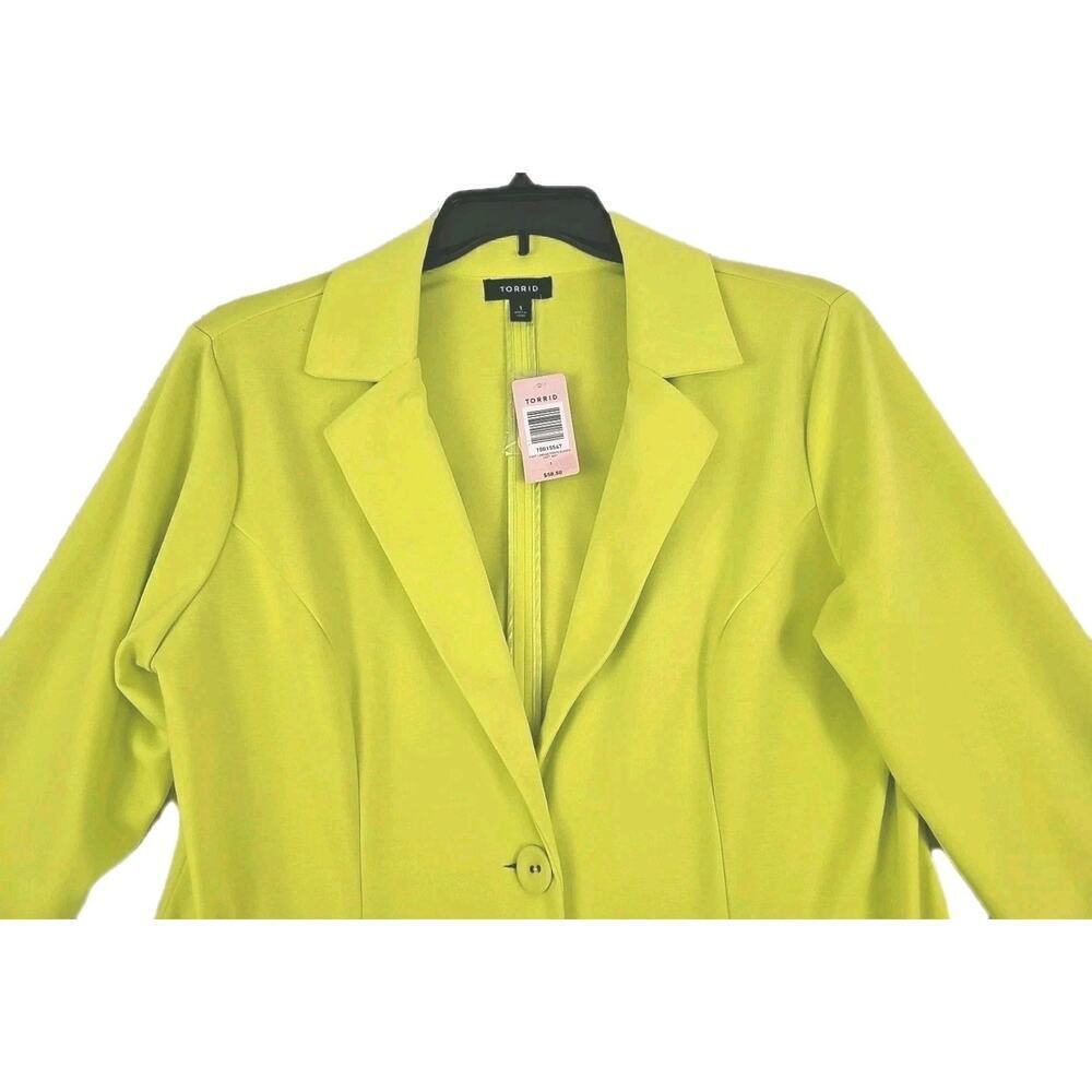 Torrid ~Woman Size 1(1X)~ Line Green Office Wear Blazer Knit Jacket Unlined NWT. - Picture 5 of 16